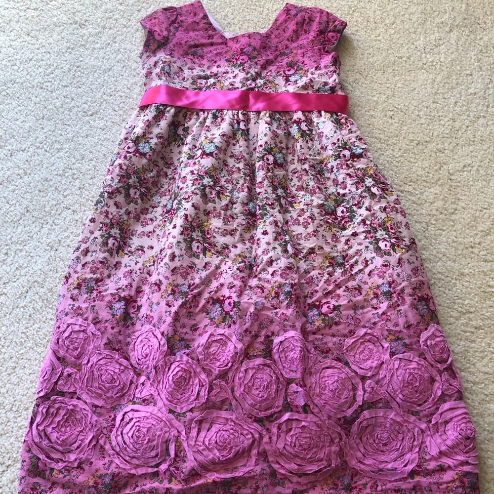 Girls Size 8 Rose Print Party Dress